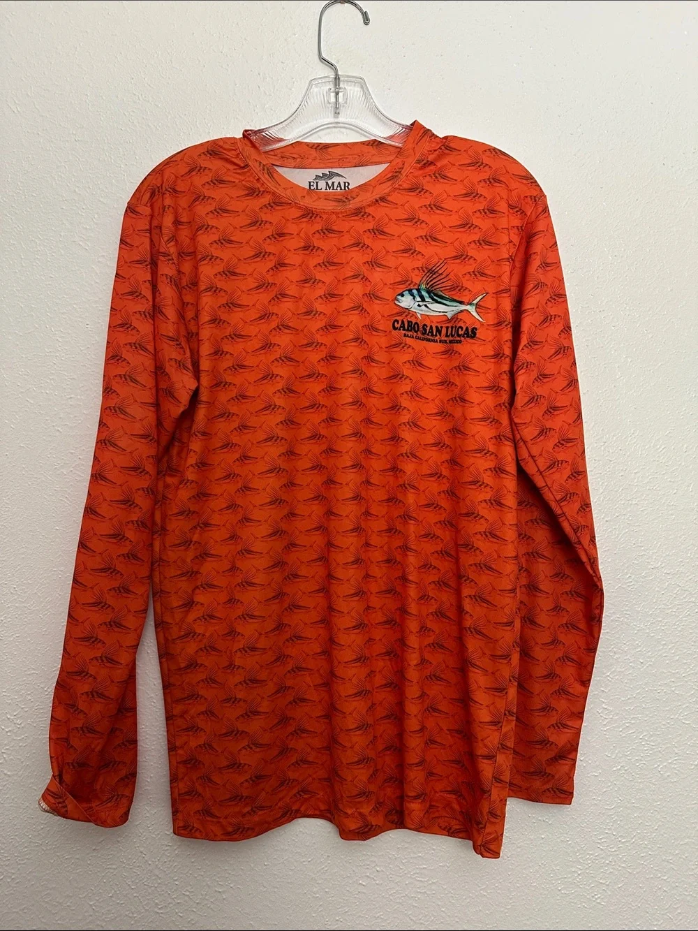 El Mar Men's Orange Long-Sleeve Rash Guard Swim Shirt